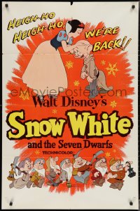 3f1122 SNOW WHITE & THE SEVEN DWARFS 1sh R1958 Walt Disney animated cartoon fantasy classic!