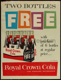 3f0044 RC COLA 17x22 advertising poster 1960s two bottles free if you purchase 6, fresher refresher!