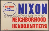 3f0439 RICHARD NIXON 14x22 political campaign 1972 re-elect the President, neighborhood headquarters