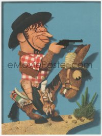 3f0466 20 MULE TEAM trade ad 1940 Jacques Kapralik art of Wallace Beery with gun riding donkey!