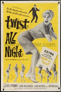 3f1180 TWIST ALL NIGHT 1sh 1962 Louis Prima, great images of sexy dancing June Wilkinson!