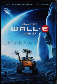 3f1188 WALL-E advance DS 1sh 2008 Walt Disney, Pixar, WALL-E & EVE with spaceship!