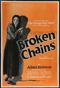 3f0222 BROKEN CHAINS linen WC 1922 cool full-length artwork of Colleen Moore in chains and shackles!