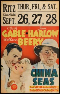 3f0223 CHINA SEAS WC 1935 Clark Gable, Jean Harlow & Wallace Beery in love triangle, very rare!