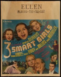 3f0027 3 SMART GIRLS jumbo WC 1936 radio's sensational star Deanna Durbin, Ray Milland, ultra rare!