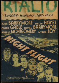 3f0244 NIGHT FLIGHT WC 1933 John & Lionel Barrymore, Hayes, Gable, Montgomery, Loy, ultra rare!