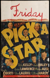 3f0252 PICK A STAR WC 1937 Laurel & Hardy as themselves in Hollywood as a favor to Hal Roach, rare!