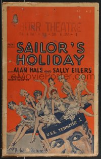 3f0257 SAILOR'S HOLIDAY WC 1929 art of tiny sexy girls sitting on Alan Hale's Navy cap, ultra rare!