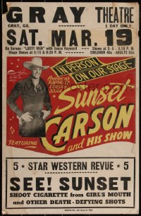 3f0031 SUNSET CARSON WC 1950s America's favorite western cowboy star in person on stage!