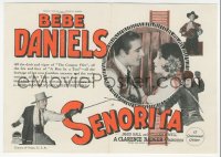 3f1252 SENORITA herald 1927 art of Bebe Daniels in Zorro-like outfit, William Powell, ultra rare!