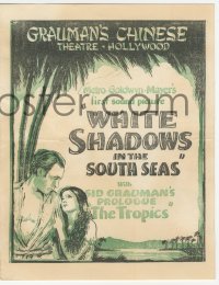 3f1257 WHITE SHADOWS IN THE SOUTH SEAS Grauman's Chinese Theatre herald 1928 Raquel Torres, rare!