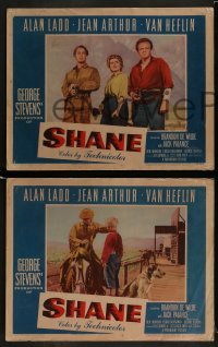 3f0836 SHANE 8 LCs 1953 Alan Ladd, Jean Arthur, Van Heflin, Brandon De Wilde, rare complete set!