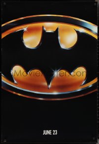 3g0691 BATMAN teaser 1sh 1989 directed by Tim Burton, cool image of Bat logo, matte finish!
