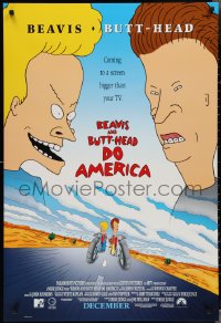 3g0697 BEAVIS & BUTT-HEAD DO AMERICA int'l advance DS 1sh 1996 Mike Judge MTV delinquent cartoon!