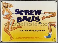 3g0140 SCREW BALLS British quad 1983 great sexy art of screwball snapping bra, soccer!