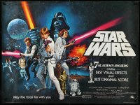 3g0141 STAR WARS British quad 1978 A New Hope, George Lucas sci-fi, art by Tom William Chantrell!