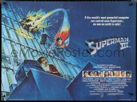 3g0143 SUPERMAN III British quad 1983 art of Christopher Reeve flying + Richard Pryor!