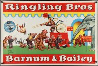 3g0386 RINGLING BROS BARNUM & BAILEY 28x42 circus poster 1960s cool art of monkeys going to circus!
