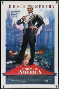 3g0722 COMING TO AMERICA 1sh 1988 great artwork of African Prince Eddie Murphy by Drew Struzan!