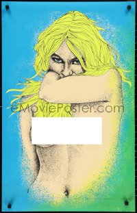 3g0468 GREEN EYED LADY 21x33 commercial poster 1970s sexy black light artwork of topless blonde!