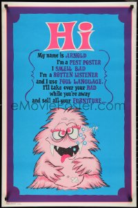 3g0469 HI MY NAME IS ARNOLD 23x35 commercial poster 1972 Hi My Name Is Irving parody monster!