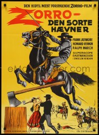 3g0044 ZORRO THE AVENGER Danish 1964 Frank Latimore, Galicia, masked hero on horse by Wenzel!