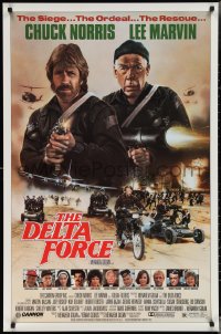 3g0741 DELTA FORCE 1sh 1986 cool art of Chuck Norris & Lee Marvin firing guns by S. Watts!