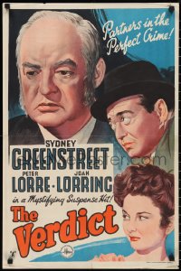 3g0151 VERDICT English double crown 1946 Peter Lorre, Sydney Greenstreet, Joan Lorring, ultra rare!