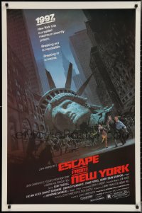 3g0753 ESCAPE FROM NEW YORK studio style 1sh 1981 Carpenter, Jackson art of decapitated Lady Liberty!
