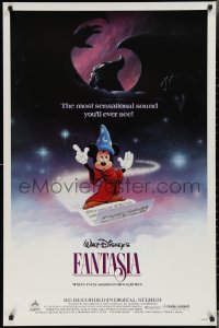 3g0756 FANTASIA 1sh R1985 Mickey from Sorcerer's Apprentice & Chernabog from Night on Bald Mountain!