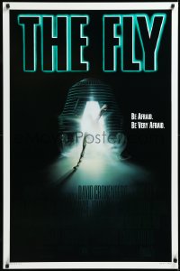 3g0761 FLY 1sh 1986 David Cronenberg, Jeff Goldblum, Geena Davis, cool creepy sci-fi art by Mahon!