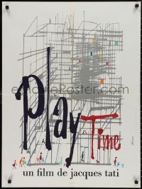3g0049 PLAYTIME French 24x32 1967 Jacques Tati, cool different art by Baudin & Rene Ferracci!