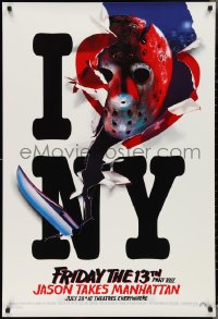 3g0770 FRIDAY THE 13th PART VIII recalled teaser 1sh 1989 Jason Takes Manhattan, I love NY in August!