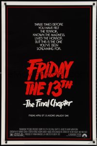 3g0764 FRIDAY THE 13th - THE FINAL CHAPTER 1sh 1984 Part IV, slasher sequel, Jason's unlucky day!