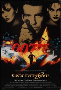 3g0781 GOLDENEYE DS 1sh 1995 cast image of Pierce Brosnan as Bond, Isabella Scorupco, Famke Janssen!