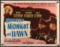 3g0533 BETWEEN MIDNIGHT & DAWN style A 1/2sh 1950 Gale Storm, Mark Stevens & O'Brien, ultra rare!