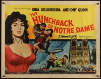 3g0558 HUNCHBACK OF NOTRE DAME style A 1/2sh 1957 Anthony Quinn as Quasimodo, sexy Gina Lollobrigida!