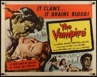3g0583 VAMPIRE 1/2sh 1957 John Beal, it claws, it drains blood, cool art of monster & victim!