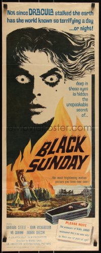 3g0600 BLACK SUNDAY insert 1961 Mario Bava, deep in this demon's eyes is a hidden unspeakable secret