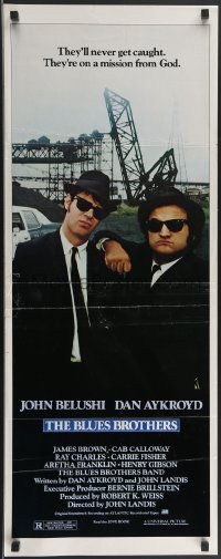 3g0603 BLUES BROTHERS insert 1980 John Belushi & Dan Aykroyd are on a mission from God!