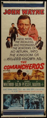 3g0607 COMANCHEROS insert 1961 artwork of cowboy John Wayne, directed by Michael Curtiz!
