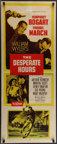 3g0609 DESPERATE HOURS insert 1955 Humphrey Bogart, March, William Wyler, yellow background design!