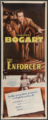 3g0610 ENFORCER insert 1951 art of Humphrey Bogart with gun + the most vicious words in crimedom!