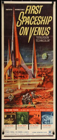 3g0613 FIRST SPACESHIP ON VENUS insert 1962 Der Schweigende Stern, cool art from German sci-fi!