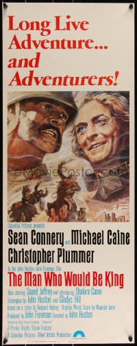 3g0632 MAN WHO WOULD BE KING int'l insert 1975 art of Sean Connery & Michael Caine by Tom Jung!