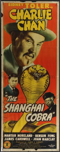 3g0646 SHANGHAI COBRA insert 1945 Sidney Toler as Charlie Chan, Mantan Moreland, wild snake!
