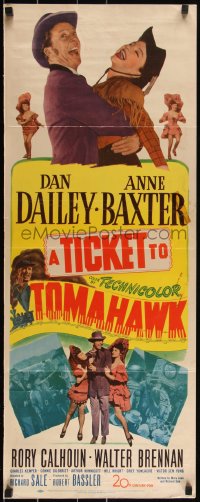 3g0650 TICKET TO TOMAHAWK insert 1950 great images of wacky Dan Dailey & pretty cowgirl Ann Baxter!