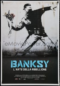 3g0183 BANKSY & THE RISE OF OUTLAW ART Italian 1sh 2020 art of rioter 'throwing' flowers!