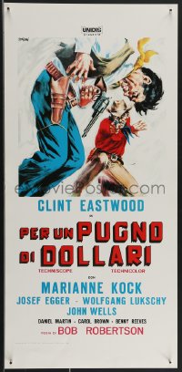 3g0200 FISTFUL OF DOLLARS Italian locandina R1970s different artwork of generic cowboy by Symeoni!
