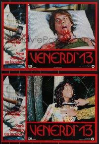 3g0209 FRIDAY THE 13th set of 8 Italian 13x18 pbustas 1980 images from the slasher horror classic!